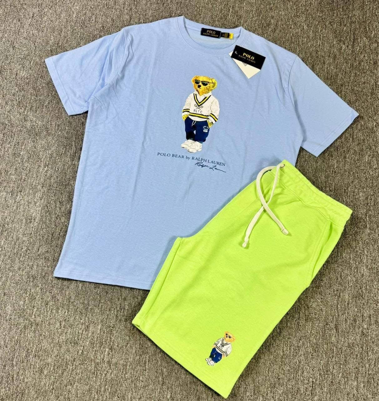 Sky Blue & Lime Green Polo Set
