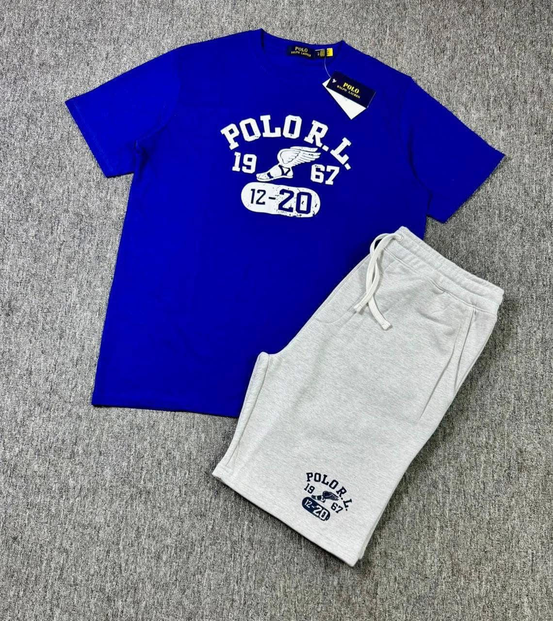 Royal Blue & Gray Polo Set
