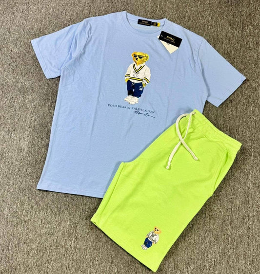 Sky Blue & Lime Green Polo Set